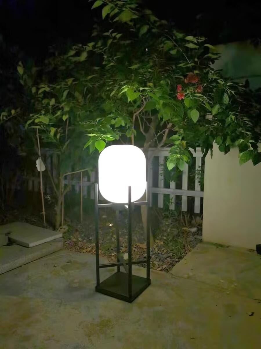Customer photo review of Black Floor Lamp for Garden, Solar Frosted Glass Lantern, IP65