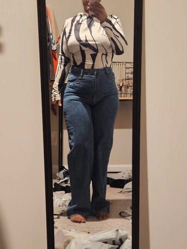 Customer photo review of Ninonine "Sloane" | Abstract Geometric Mock Neck Top