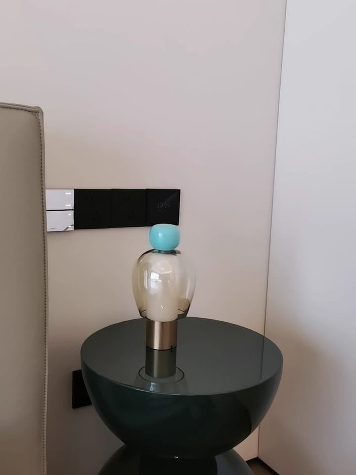 Customer photo review of Cordless Table Lamp, Rechargeable Glass, Smoke Grey Shade, Dimmable