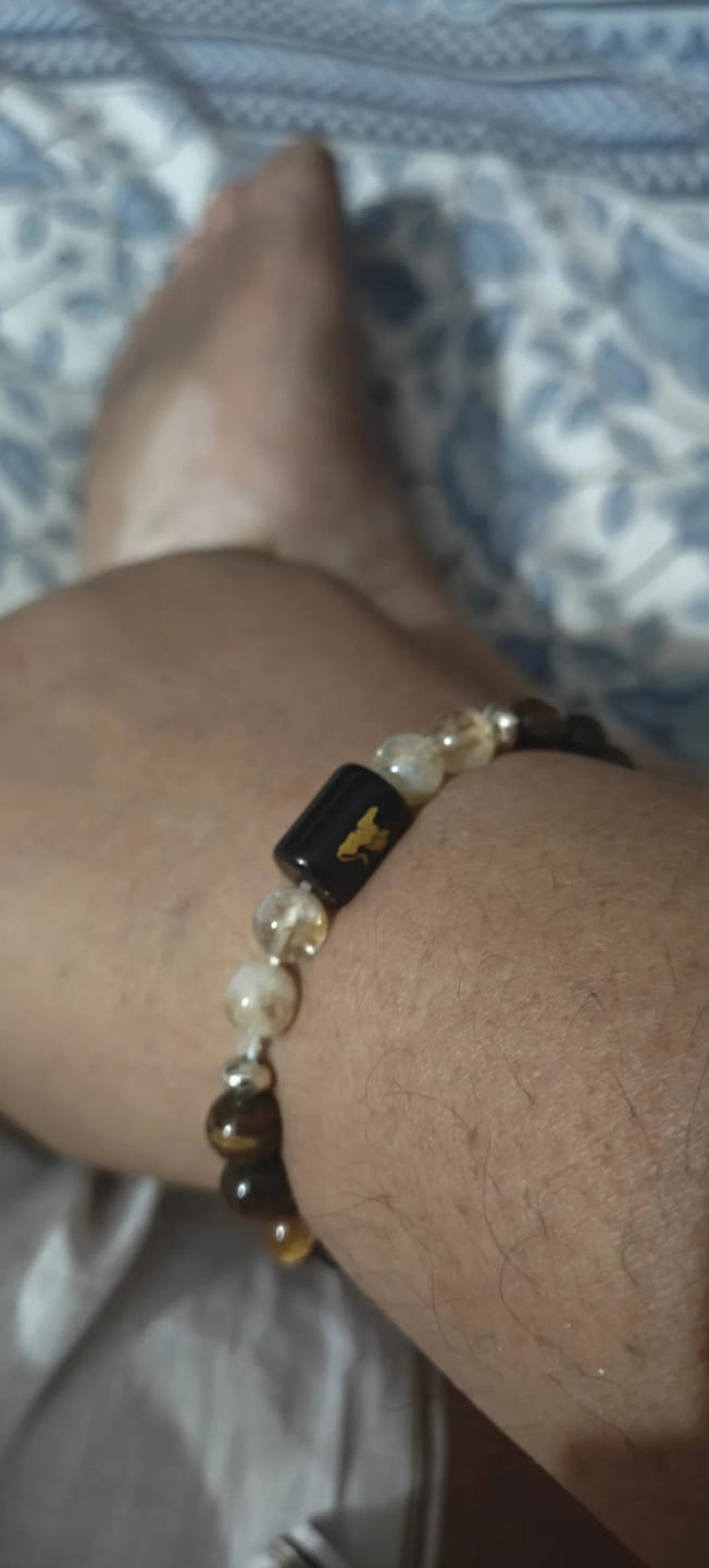 Customer photo review of Leo (Simha Rashi) Zodiac Bracelet – Natural Tiger Eye & Citrine