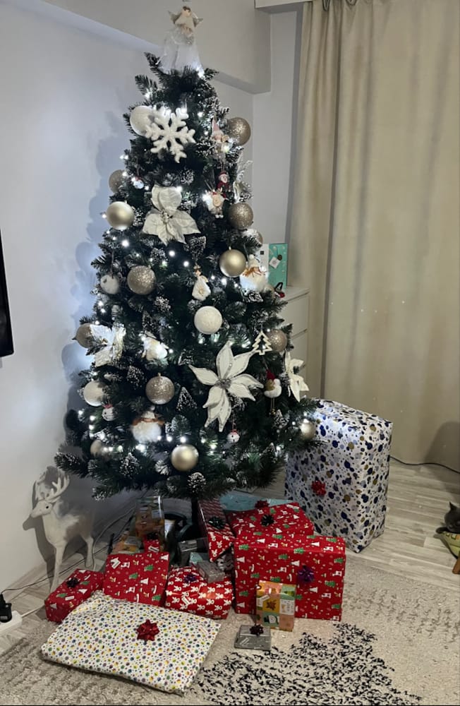 Customer photo review of Brad artificial de Crăciun Fulg de Nea, nins cu merișoare albe, 2D, 220 cm