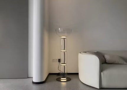Customer photo review of Black Floor Lamp, Clear Glass Cylinders, LED, Up to 160 cm