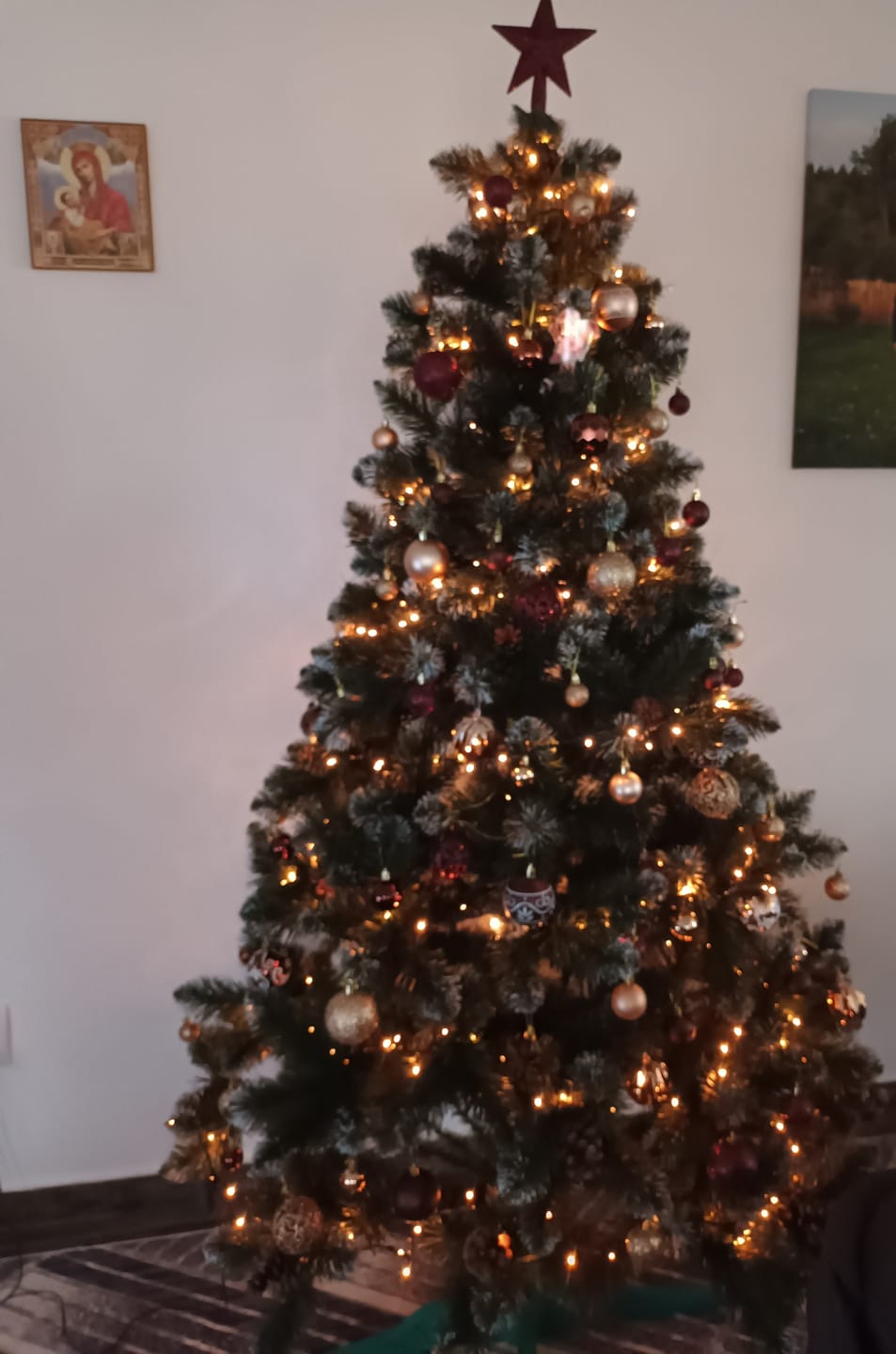 Customer photo review of Brad artificial de Crăciun Pădure de Iarnă, nins cu conuri naturale, 2D, 220 cm