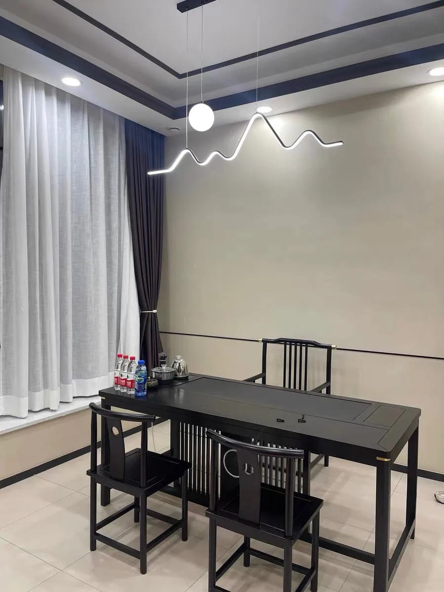 Customer photo review of Linear Pendant Light, Lit Moon and Mountain LED Strip, 120 cm