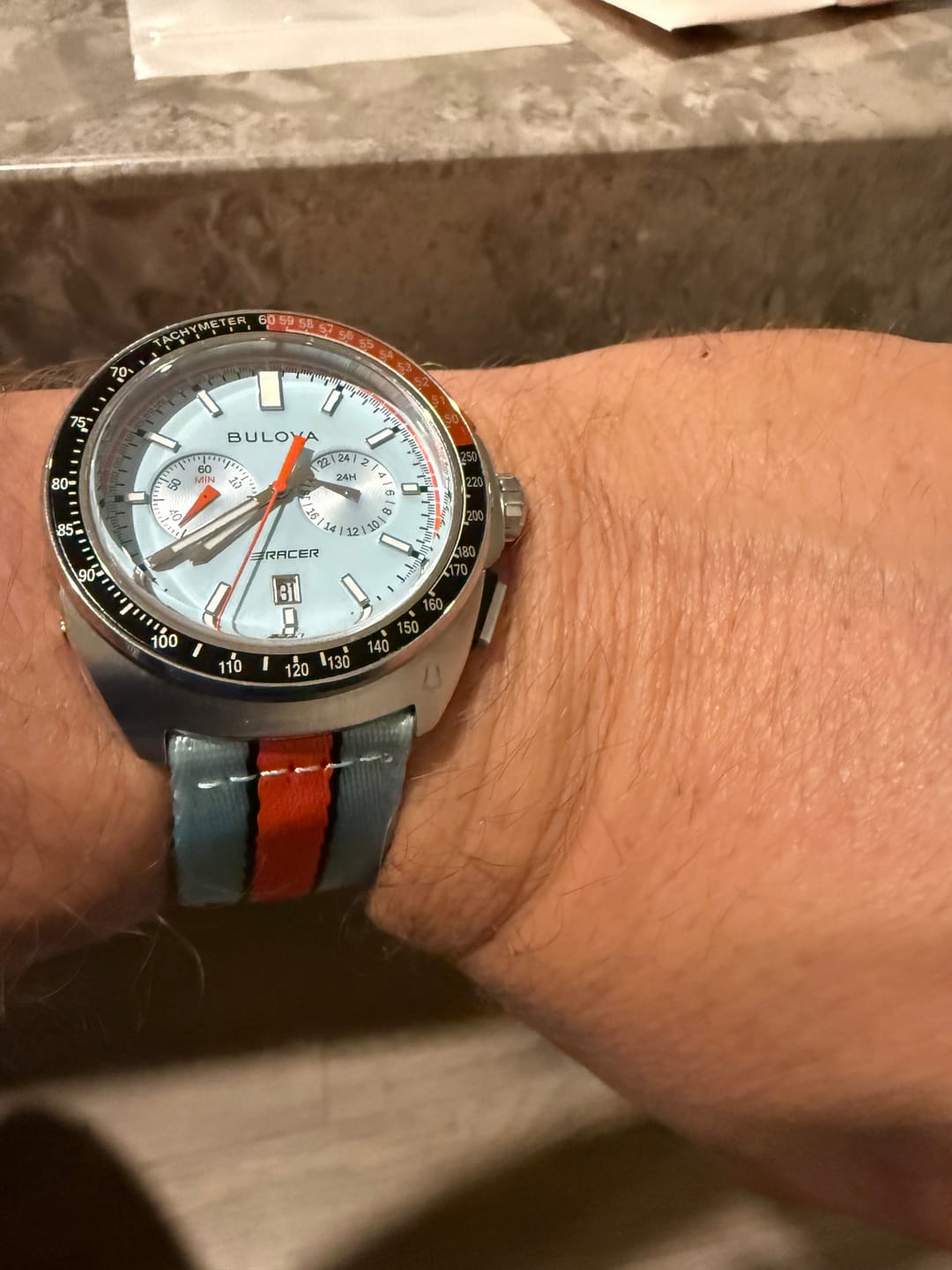 Customer photo review of Alpha2 - Racing Stripe - Blue Orange Black
