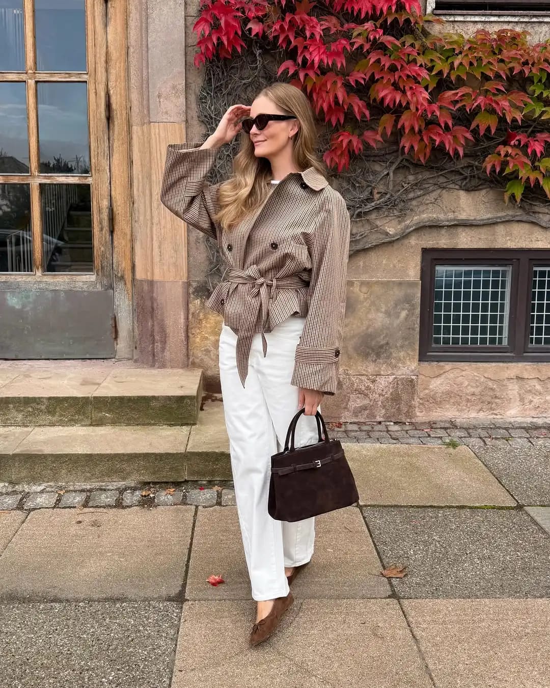 Customer photo review of Melissa Plaid Belted Trench Coat