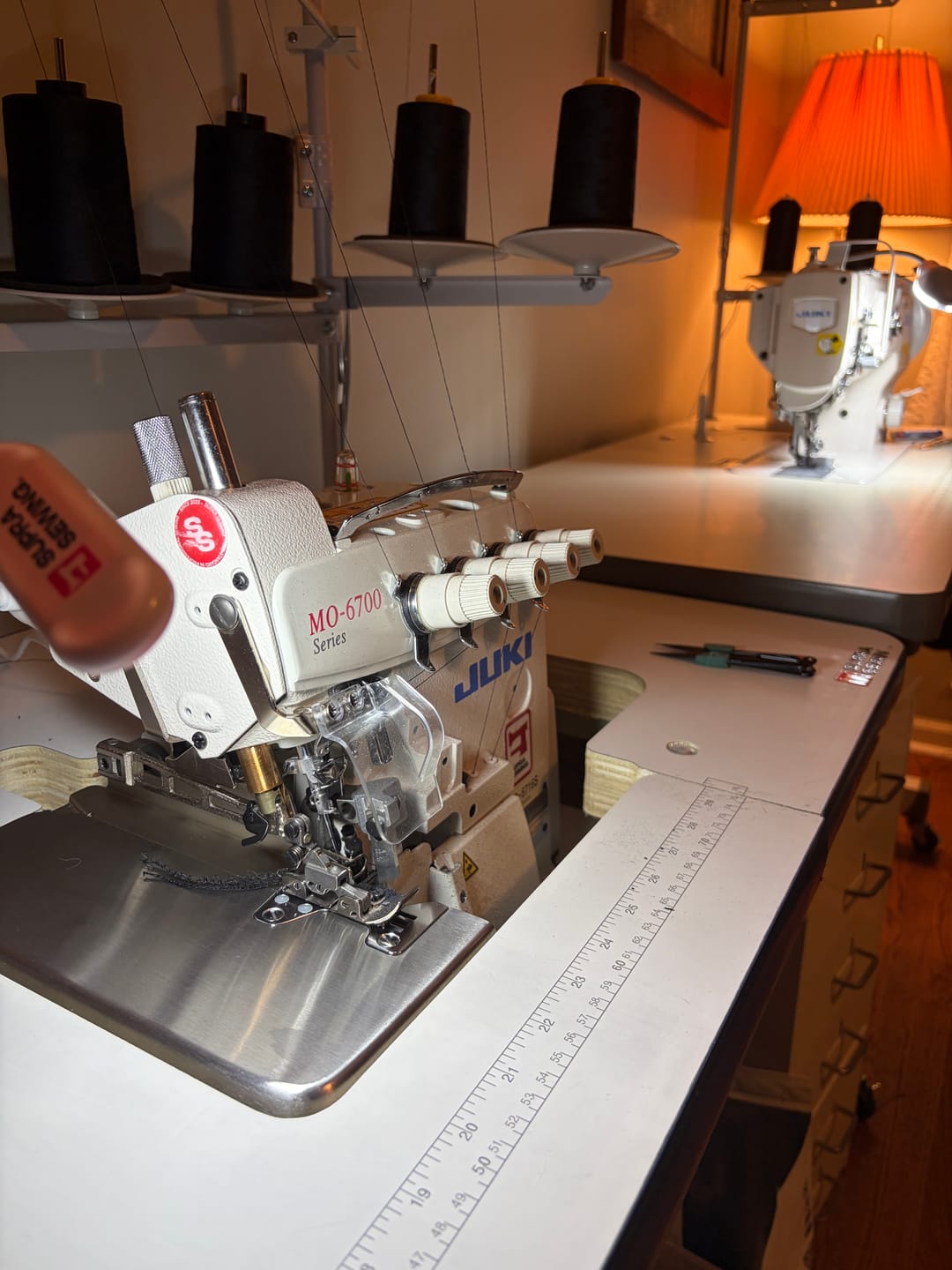 Customer photo review of JUKI MO-6716S-660H 5-Thread Overlock Industrial Sewing Machine – Complete Setup, Table & Stand Included