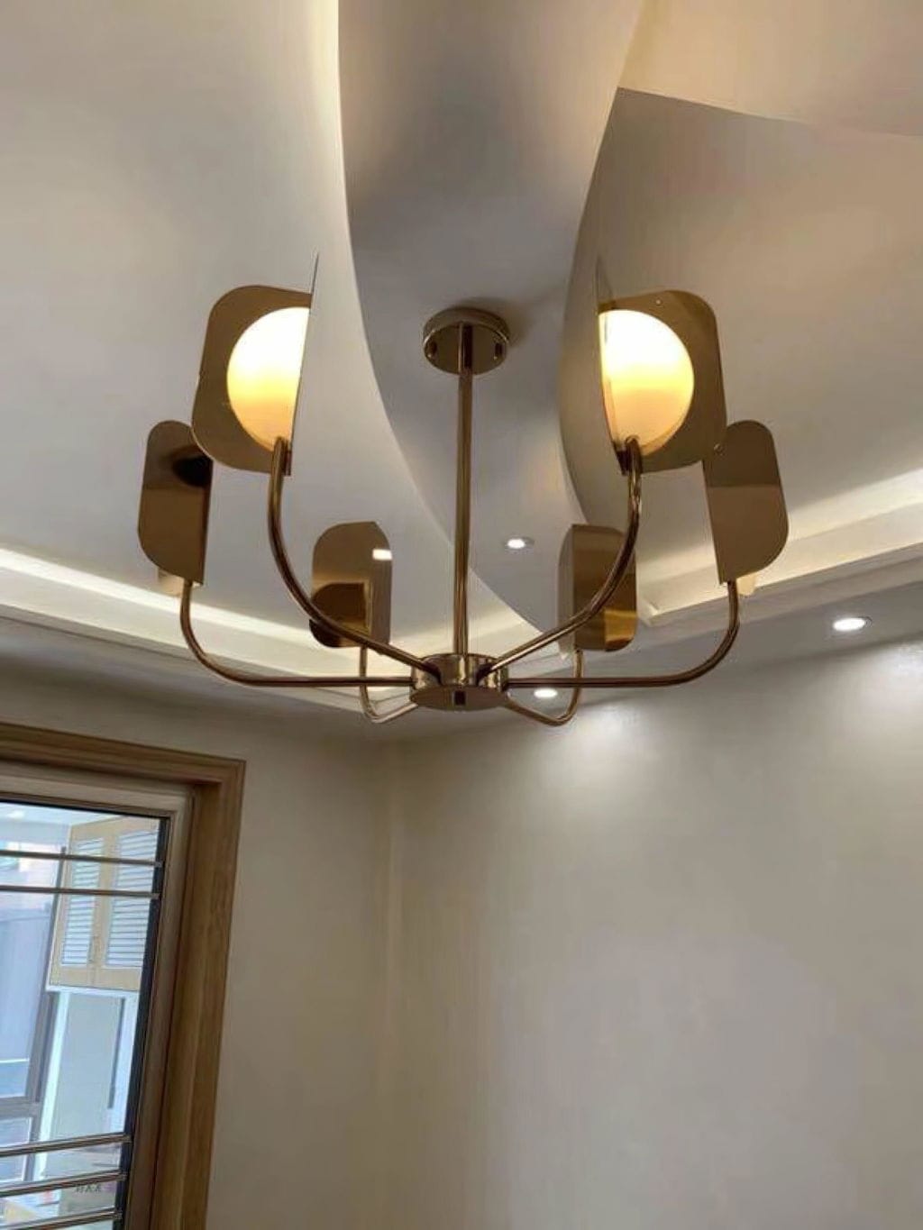 Customer photo review of Hand Forged Branch Chandelier, Copper, Acrylic Shades