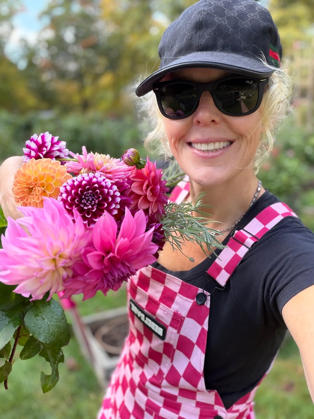 Customer photo review of Women's Overall in Bubble Gum Checkered