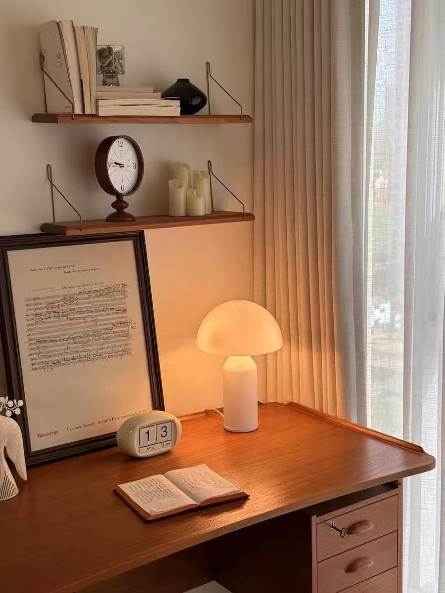 Customer photo review of Opal Glass Table Lamp, Mid Century Design, Milk White, 3 Lights