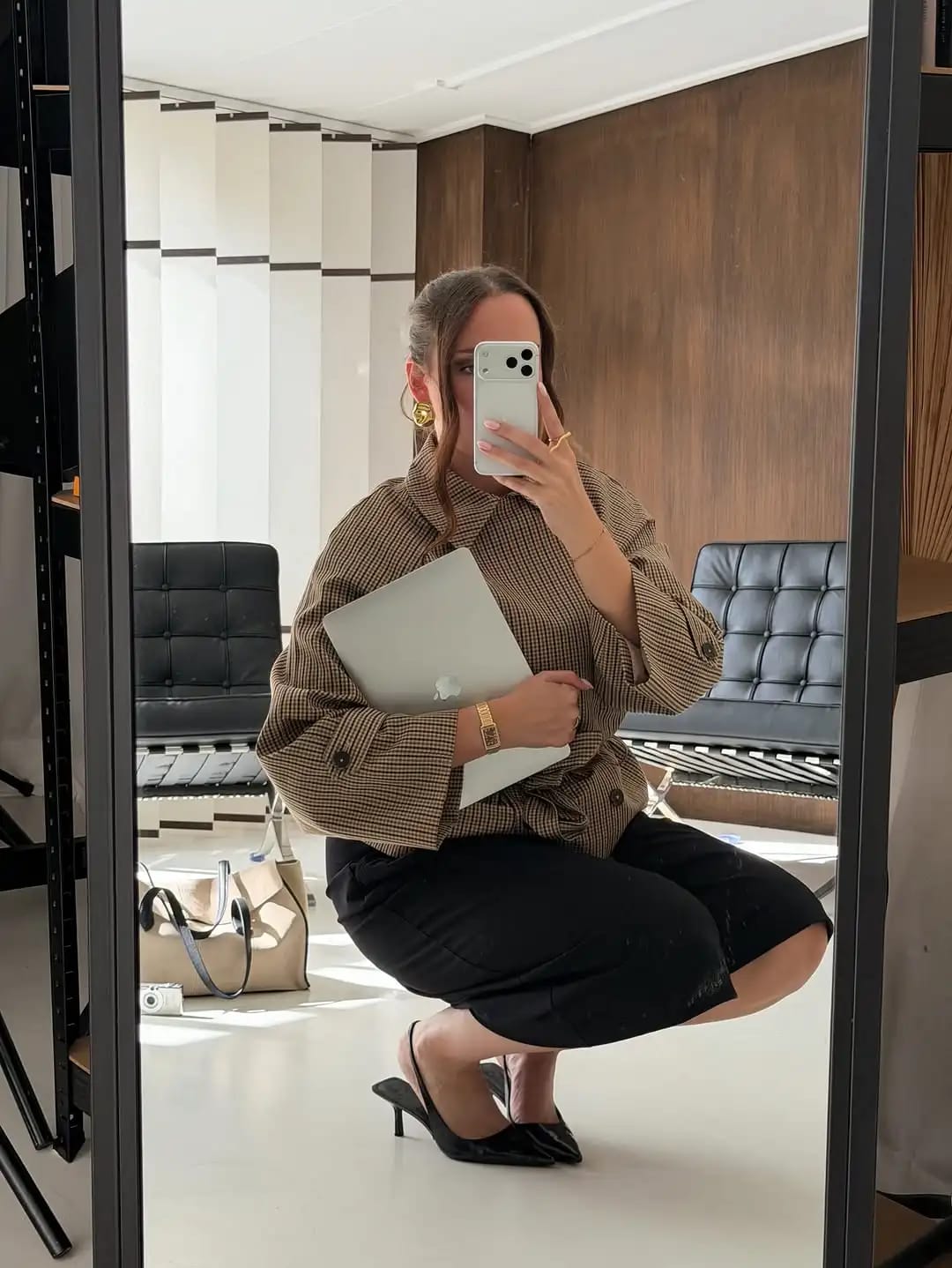 Customer photo review of Melissa Plaid Belted Trench Coat