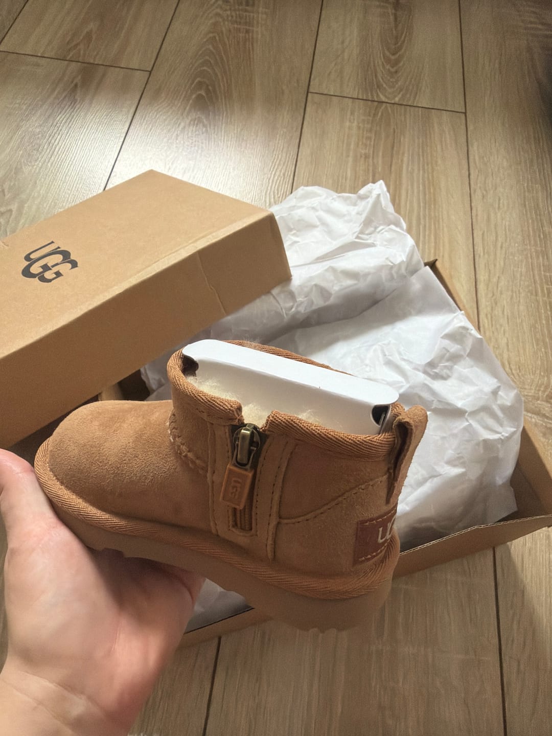 Customer photo review of UGG Toddlers Classic Ultra Mini Chestnut