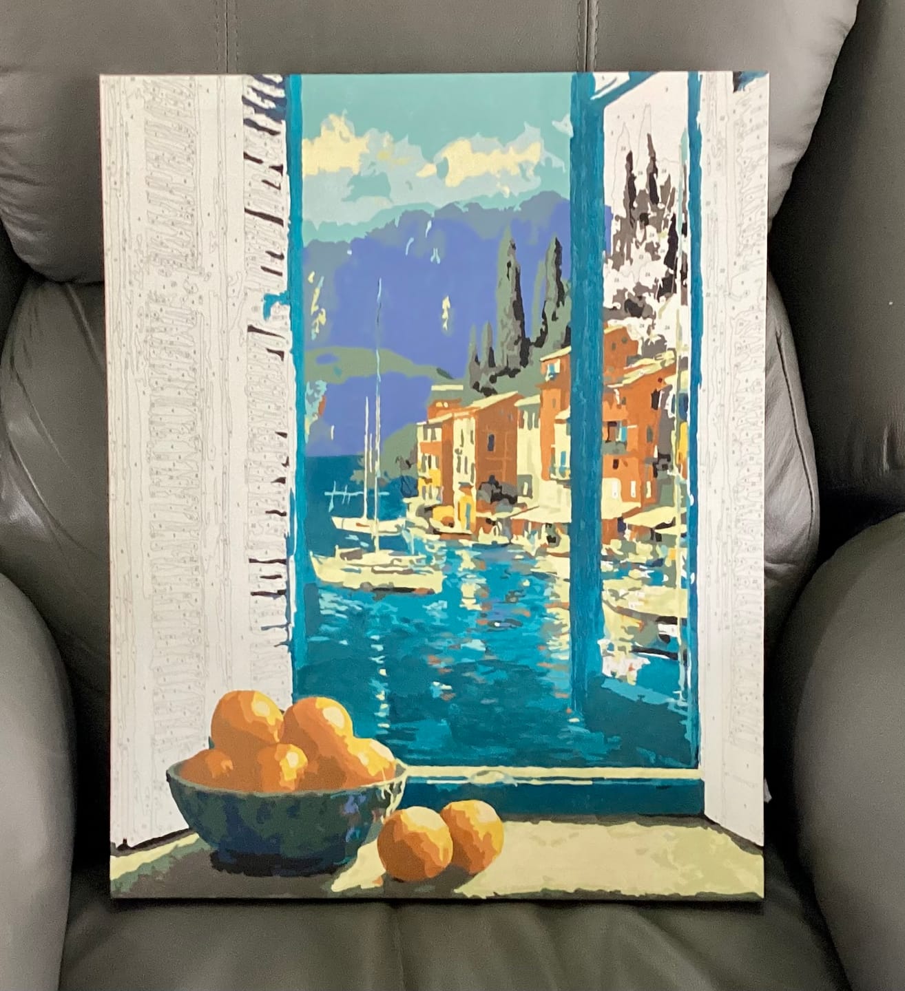 Customer photo review of Window to Lake Como | Paint by Number