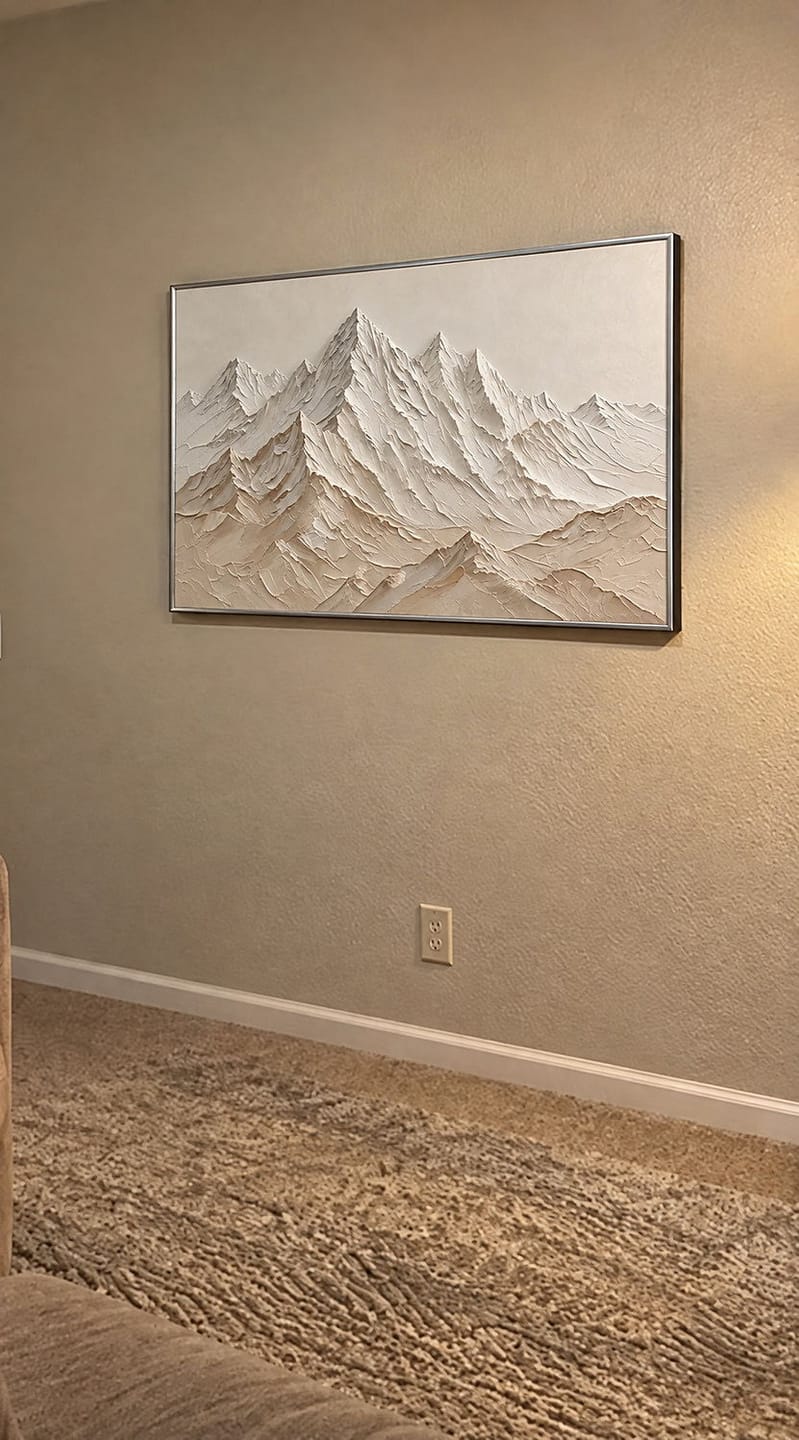 Customer photo review of Mountains Keeping Watch — Textured Mountain Wall Art