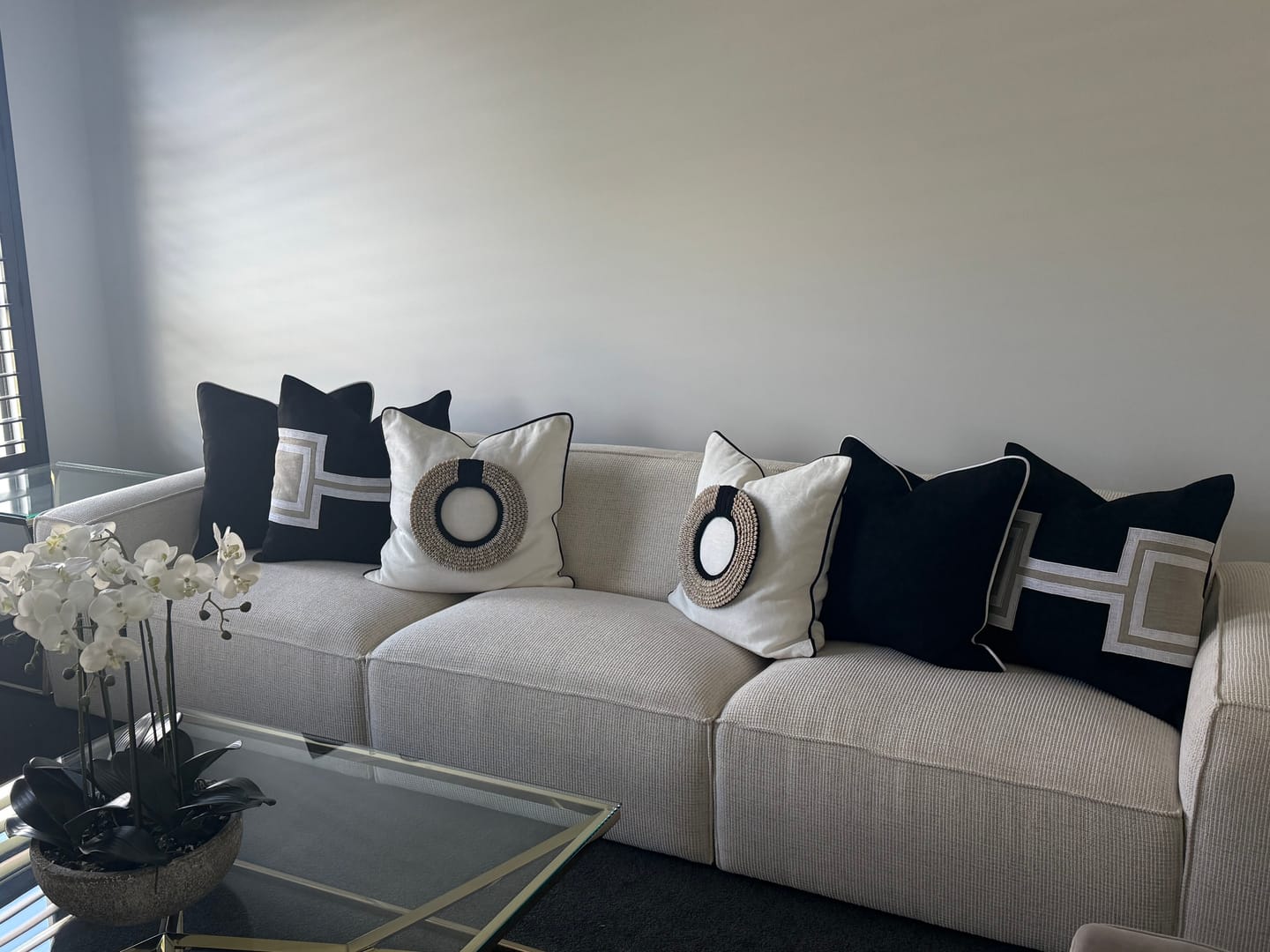 Customer photo review of Celtic Knot White & Natural Handmade Embellished Cushion Cover