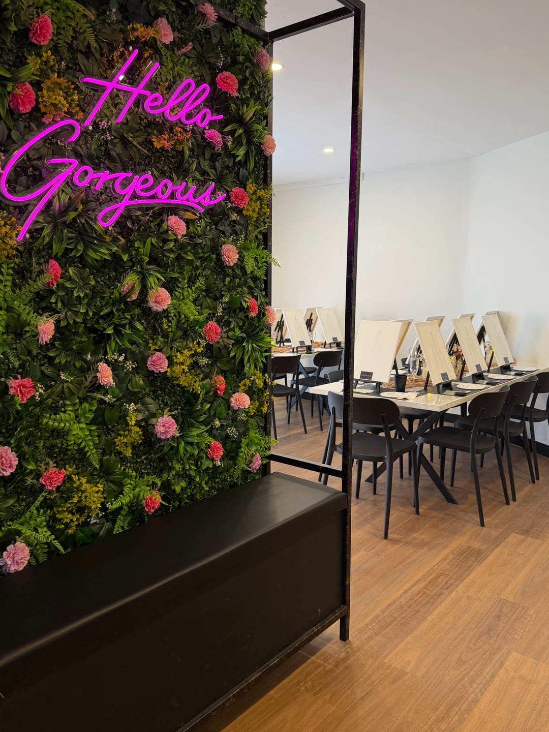 Customer photo review of Hello Gorgeous Neon Sign