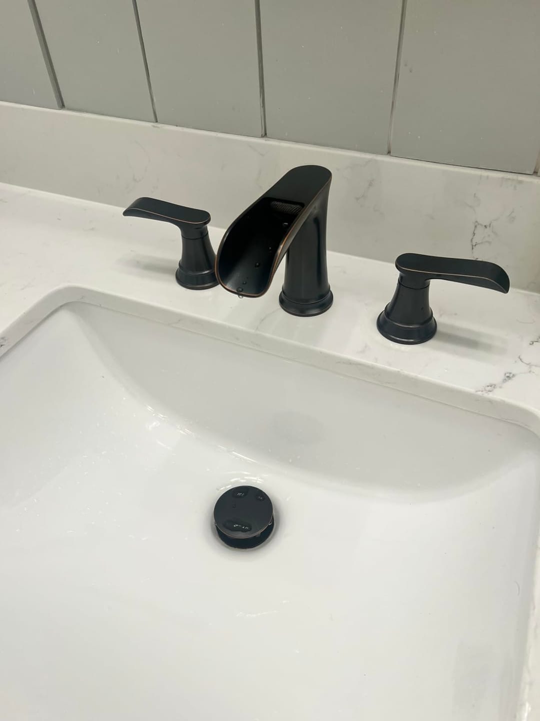 Customer photo review of Farsund - 8-Inch Widespread Dual-Handle Basin Faucet