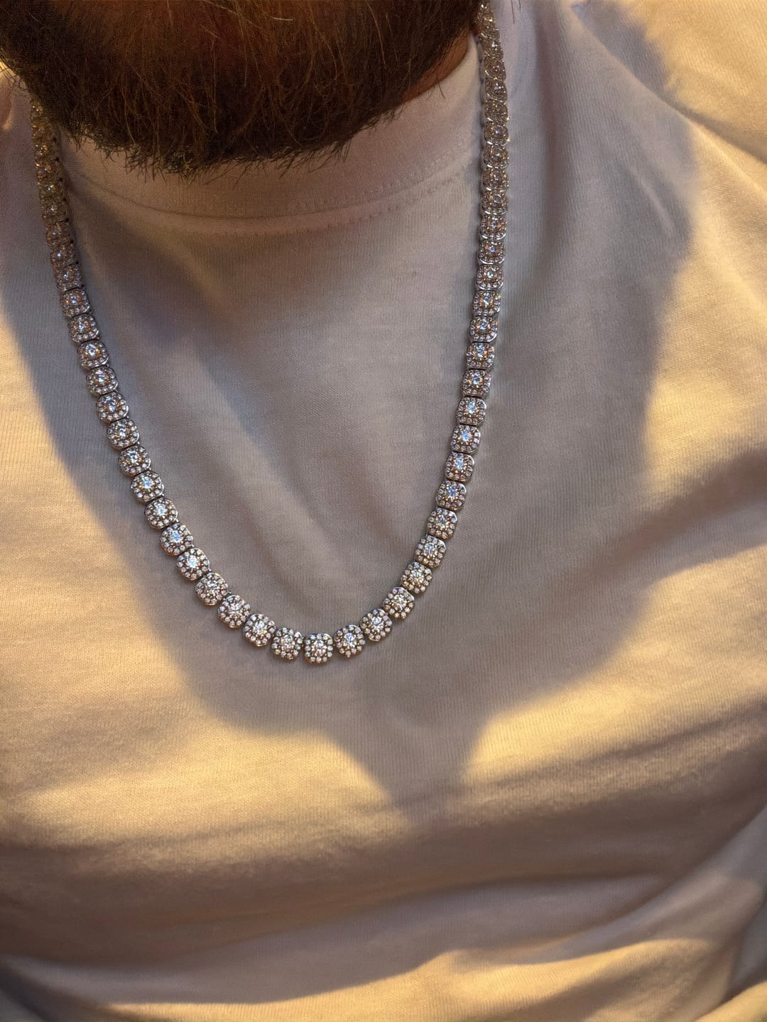 Customer photo review of Micro Moissanite Clustered Tennis Chain - Silver - D Color - VVS1