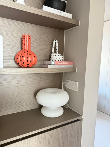 Customer photo review of Stacked Tier Glass Table Lamp, White Metal Base, 28 cm