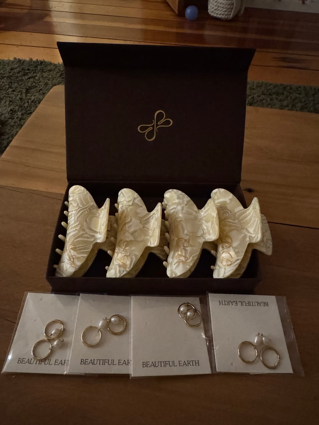 Customer photo review of Freshwater Pearl Bella Hoop Earrings