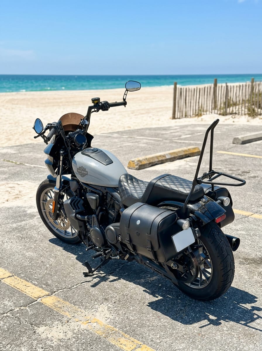 Customer photo review of 14L - Viper Medium Shock Cutout Harley Nightster RH975/S Leather Motorcycle Saddlebags