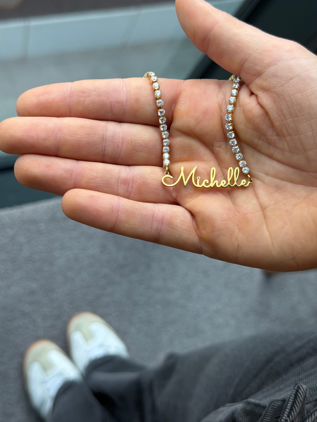 Customer photo review of Signature Name Tennis Necklace