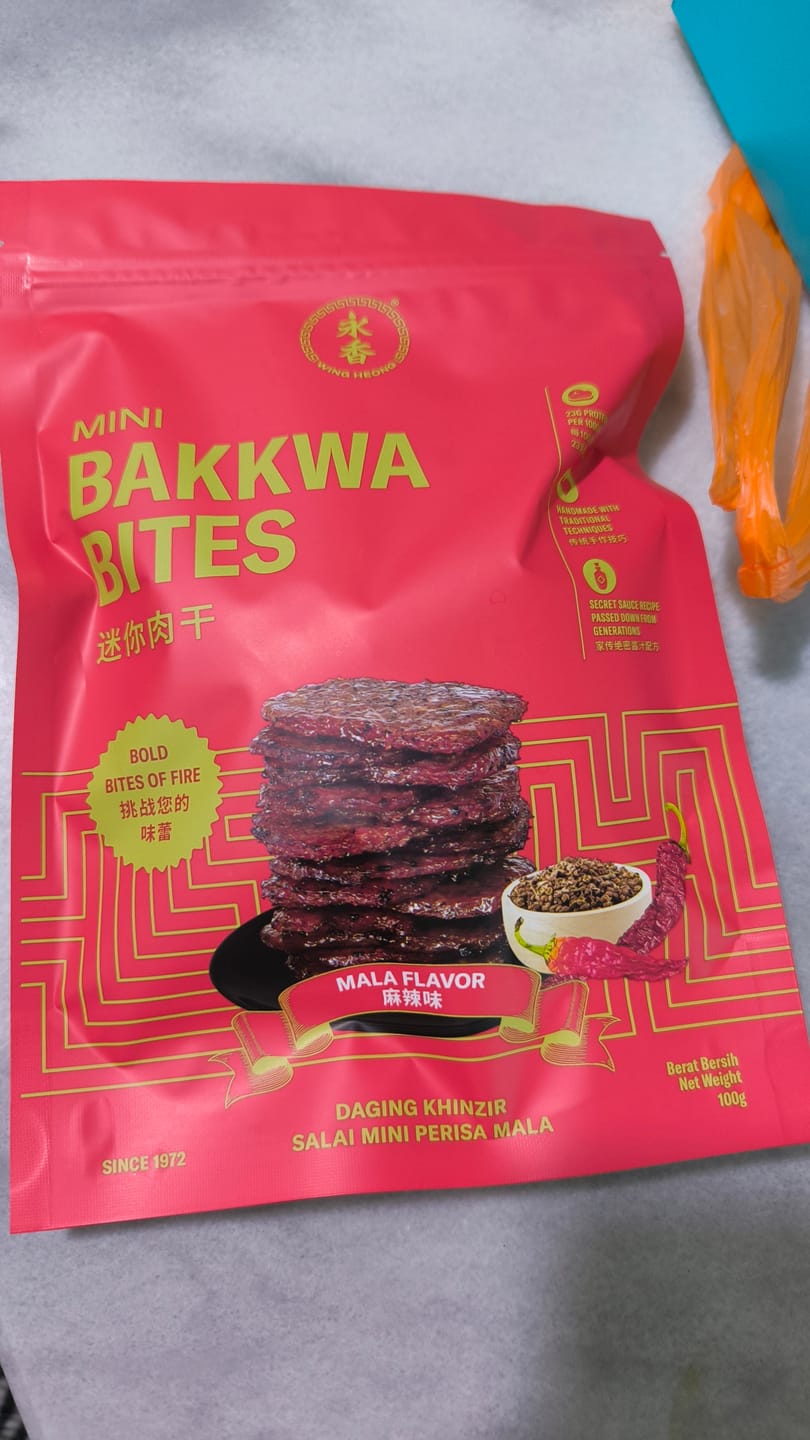 Customer photo review of BITE SIZE BAKKWA - MALA FLAVOUR (100G)
