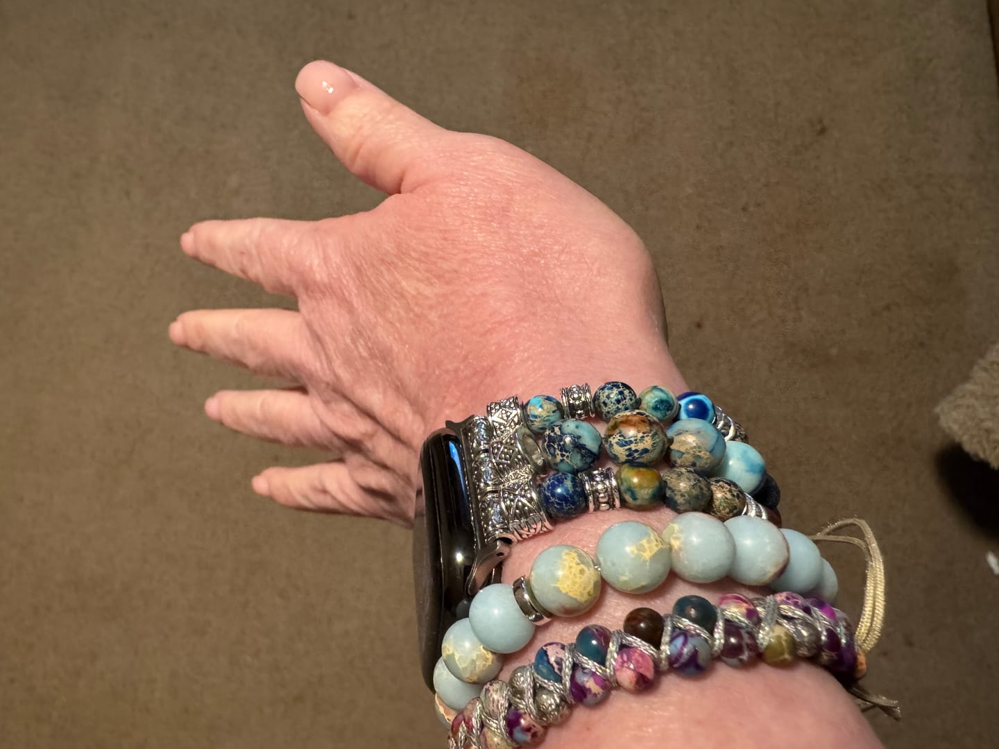 Customer photo review of Imperial Jasper Stretch Apple Watch Strap
