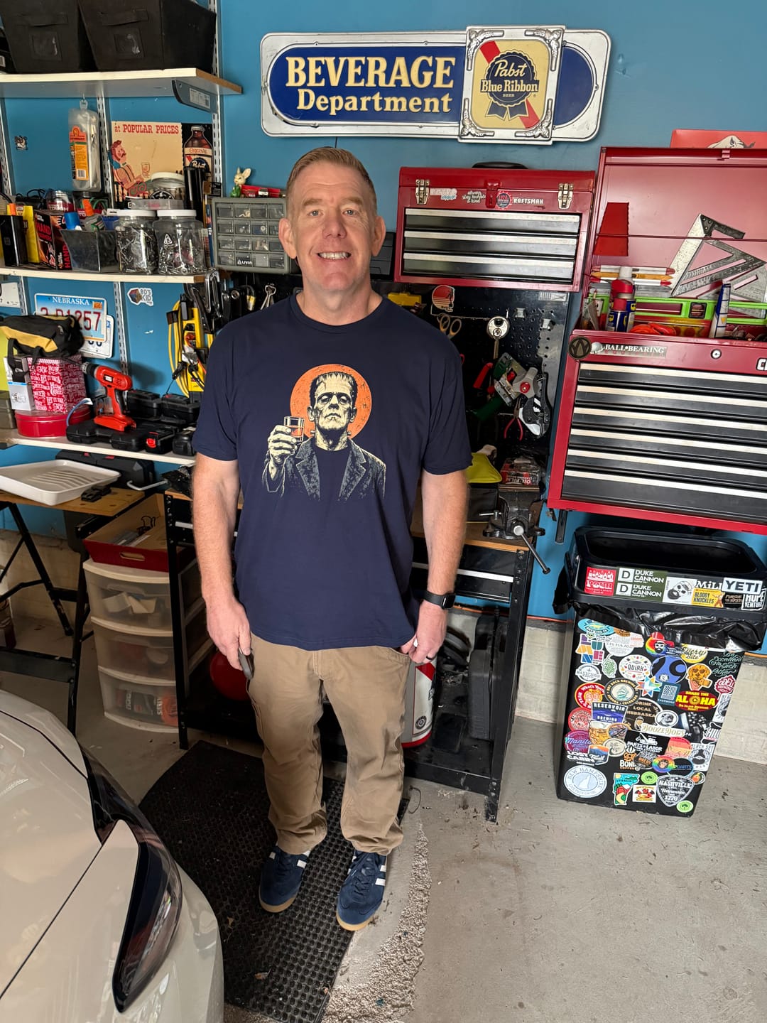 Customer photo review of Whiskey Frankenstein Monster Toast T-Shirt