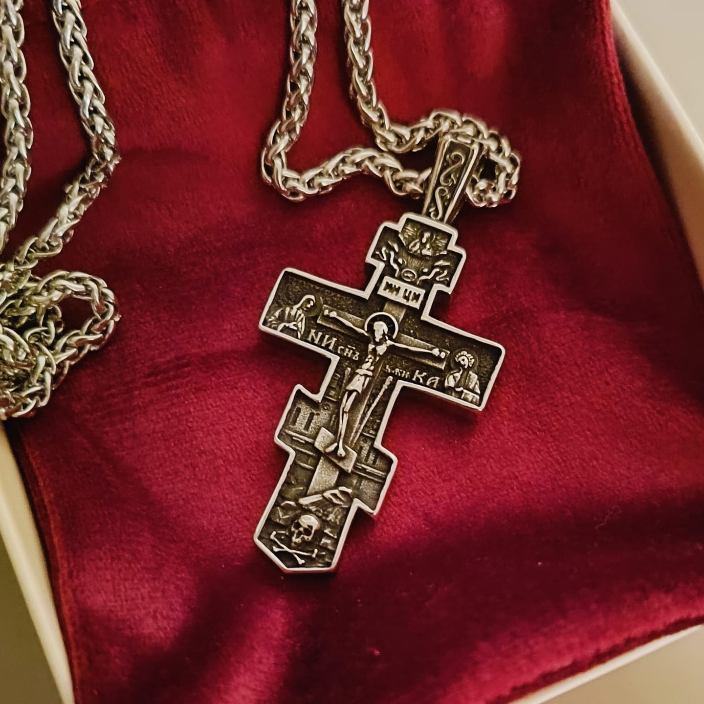 Customer photo review of FREE Today: Titanium Orthodox Jesus Crucifix Necklace Protection Jewelry