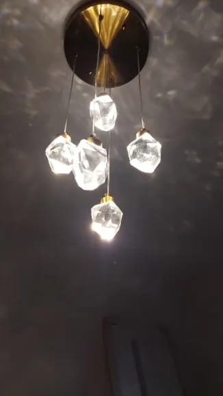 Customer photo review of Faceted Crystal Pendant Light, Gold Drops, Adjustable Cord to 1.5 m