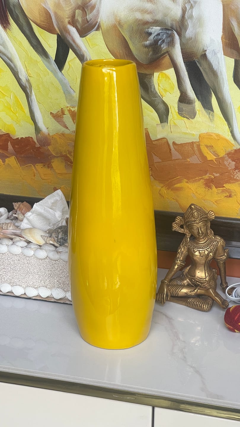 Customer photo review of Yellow Resin Vase Sculpture Vastu Remedy for Financial Stability, and Expenditure Control for SSW Direction Placement in Home, Office and Living Spaces | 8 x 37 cm | 600 gm