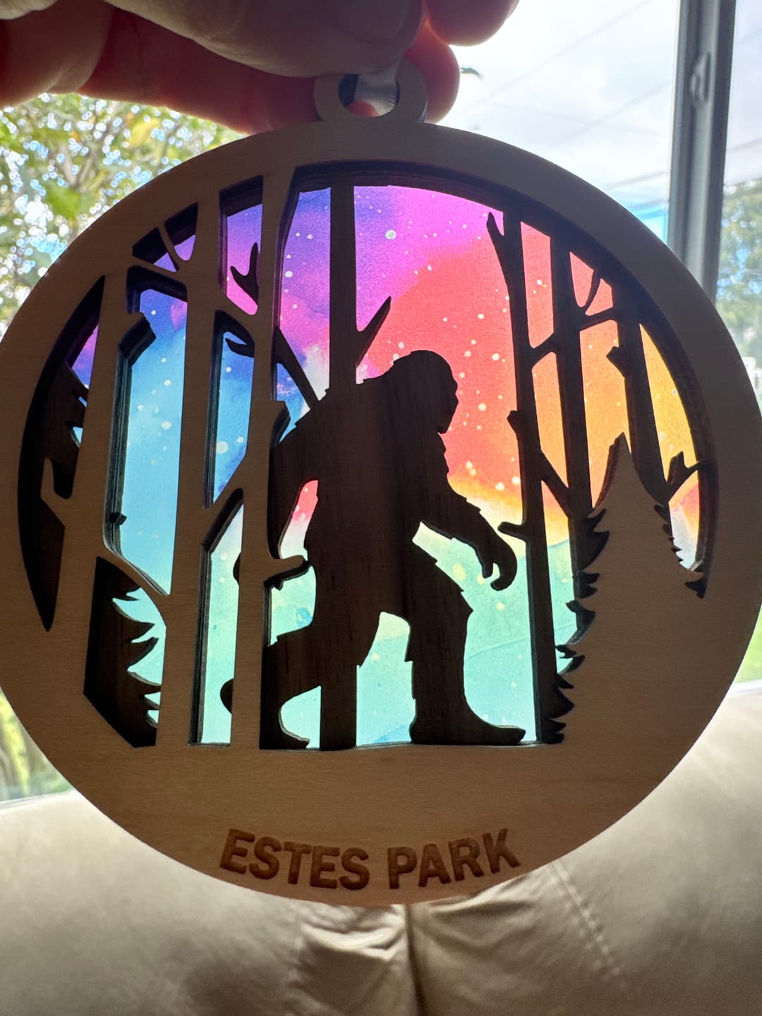 Customer photo review of Bigfoot Light Catcher Estes Park Ornament