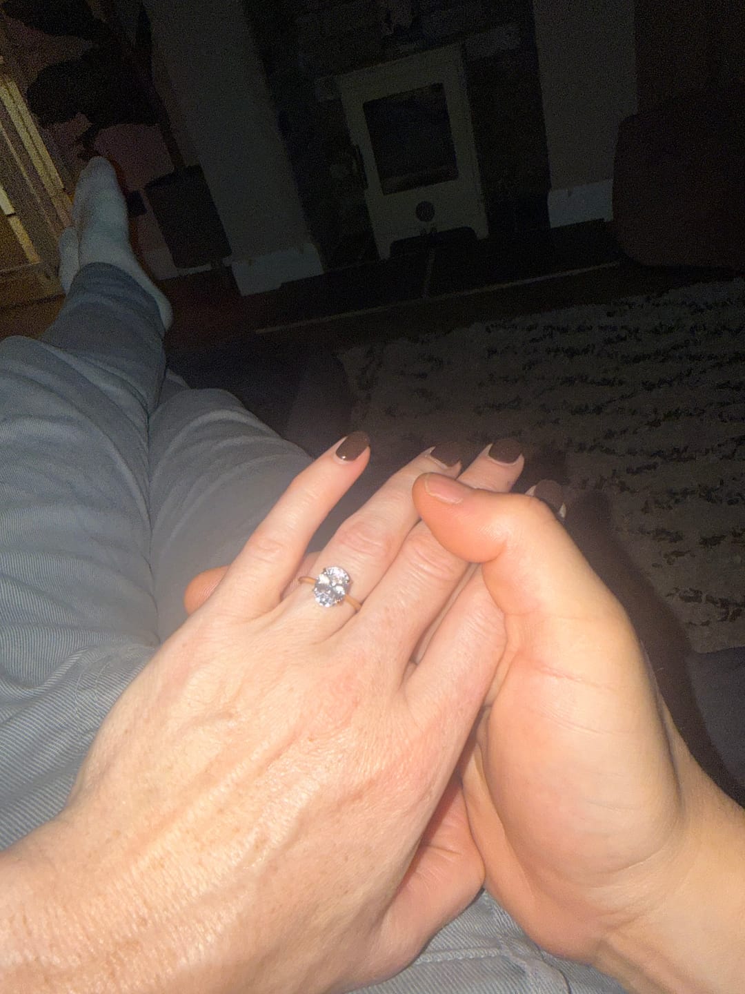 Customer photo review of Oval Solitaire Diamond-Inspired Ring 3ct