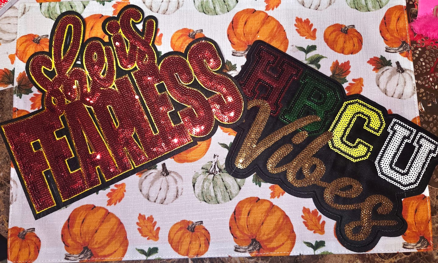 Customer photo review of She is Fearless Large Patches (Color Options)