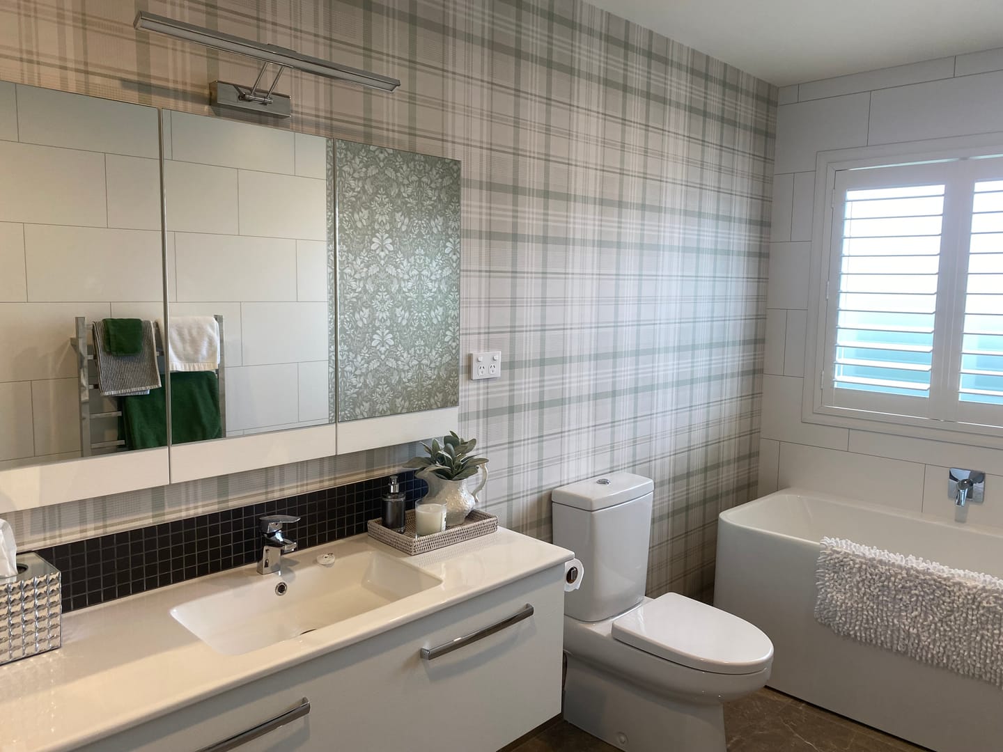 Customer photo review of Kirkham – Check Plaid Wallpaper – Green