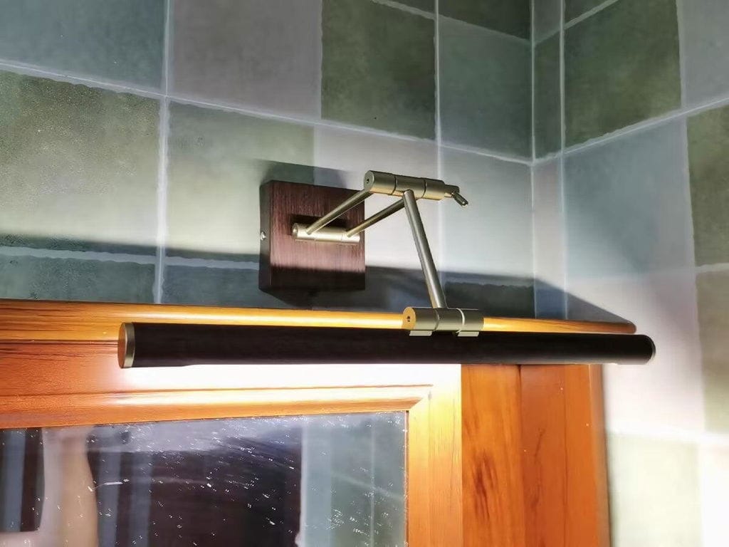 Customer photo review of Linear Brass Wall Light, Wall Sconce, Walnut Finish, LED Strip