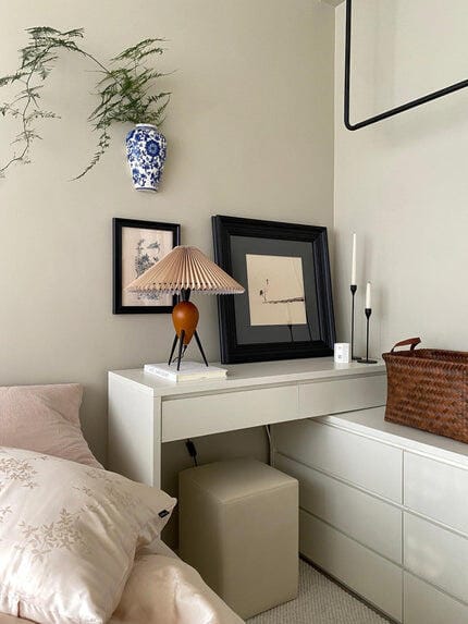 Customer photo review of Tripod Table Lamp, Wood Body, Pleated Beige Shade, 40 cm