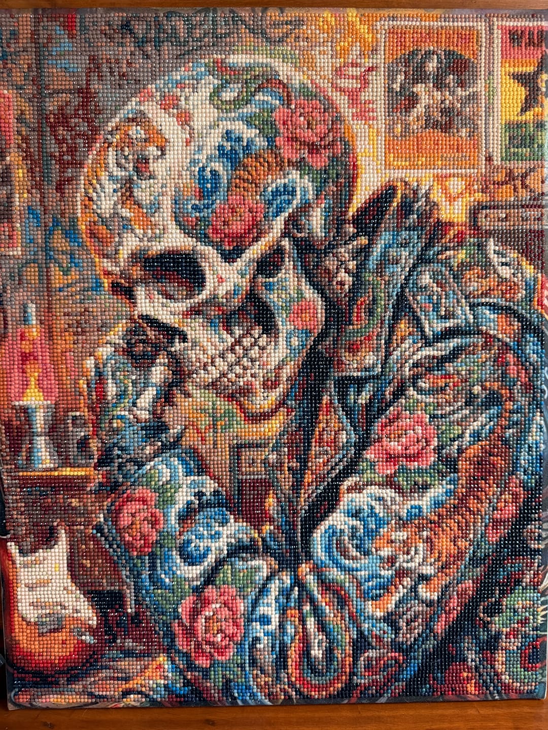 Customer photo review of Sugar Skull Leather Jacket (Diamond Painting)