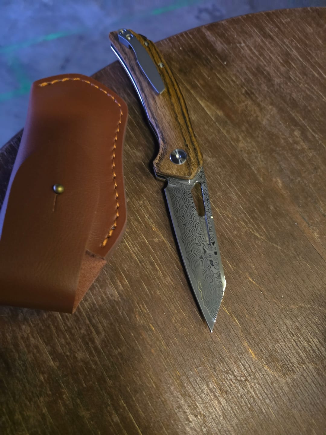 Customer photo review of Damast Taschenmesser Cocobolo