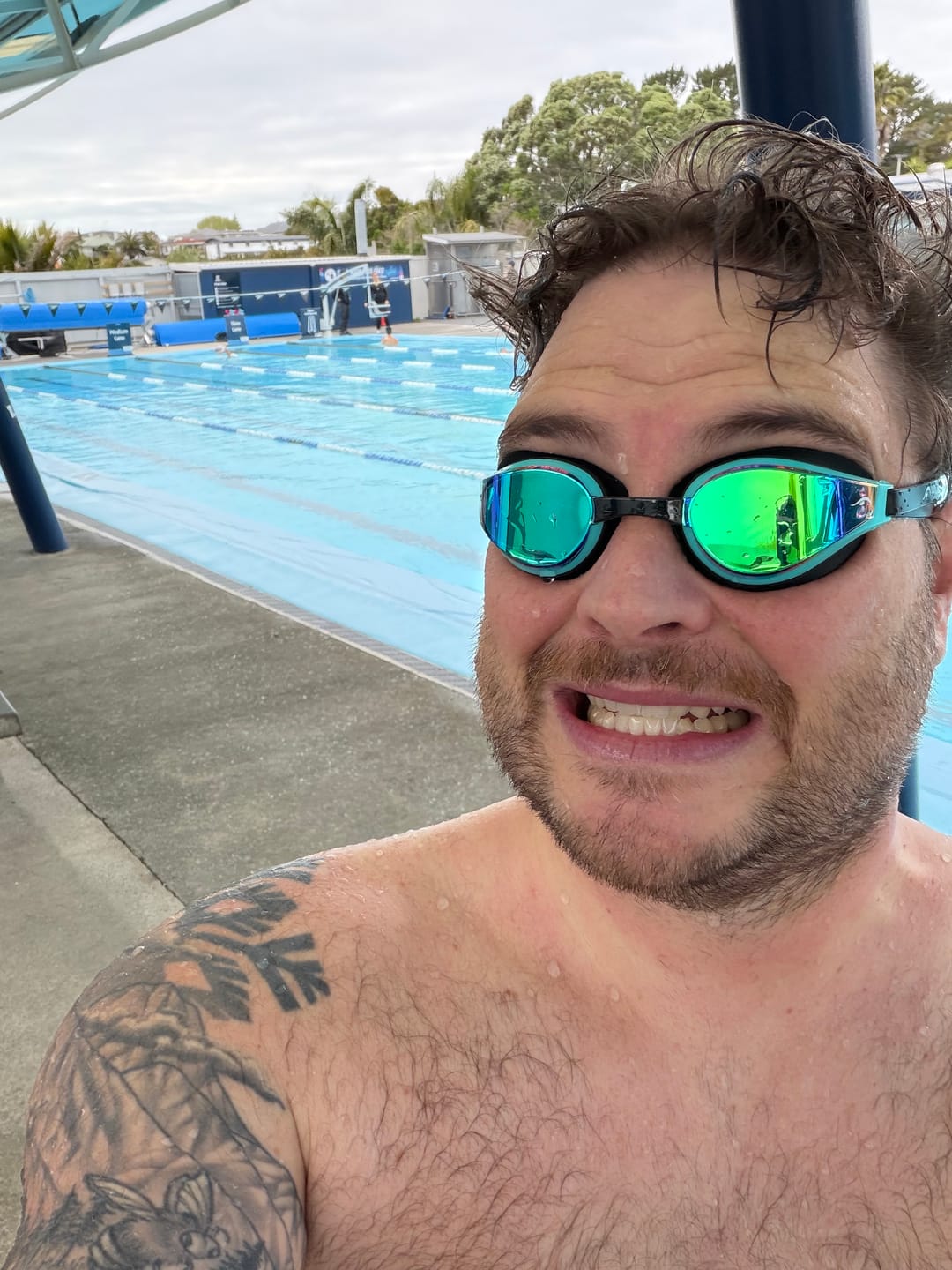 Customer photo review of NanoClear™ Strike Swim Goggles Green Mirror - (Green)