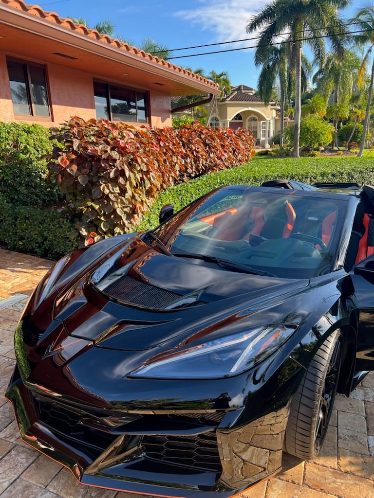 Customer photo review of 2020-2027 Corvette C8 Type-ZR1 Fiberglass Black Coated 2pc Hood For Stingray/Z06/E-Ray