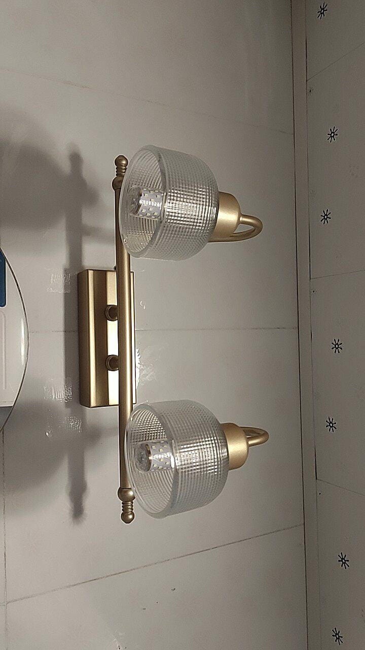 Customer photo review of Gold Wall Light, Curved Arms, Amber or Clear Glass, 46 to 75 cm