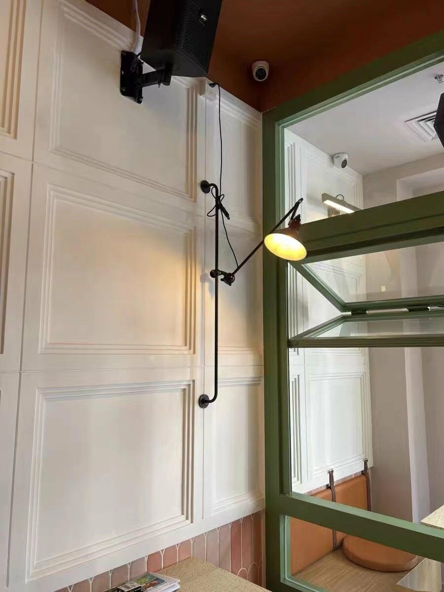Customer photo review of Slim Metal Wall Light, Adjustable Arm, Plug In, Wall Sconce