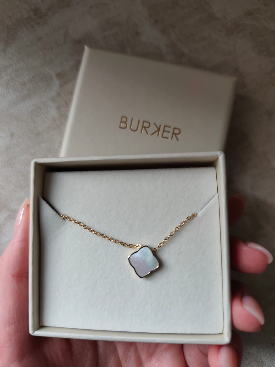 Customer photo review of Flora Gold White Necklace