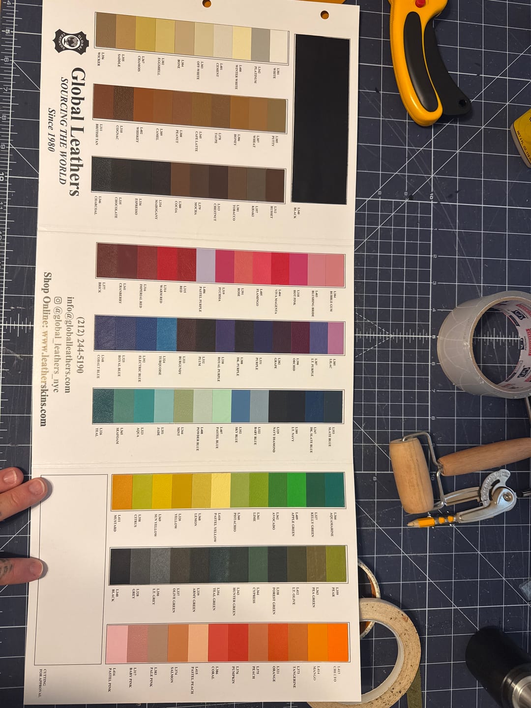 Customer photo review of Drum Dyed Lamb Nappa Swatch Book