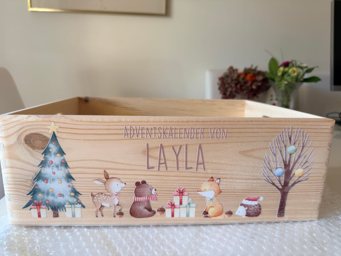 Customer photo review of Adventskalender zum Befüllen "Waldtiere um den Weihnachtsbaum" personalisiert