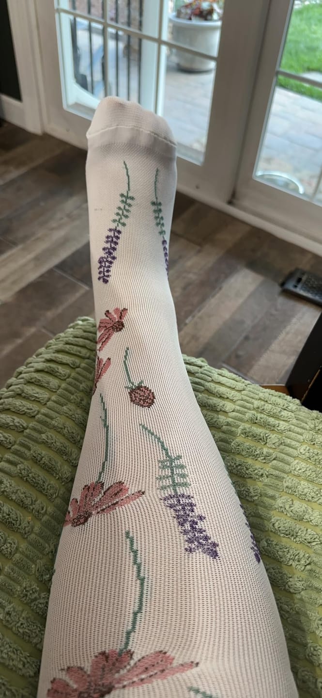 Customer photo review of Flowers White Compression Socks