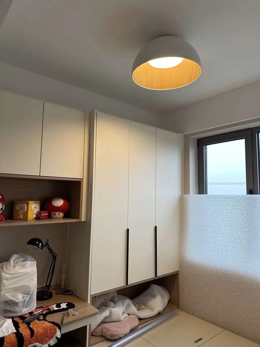 Customer photo review of Bowl Ceiling Light, Wood Grain Interior, 35–50 cm, LED