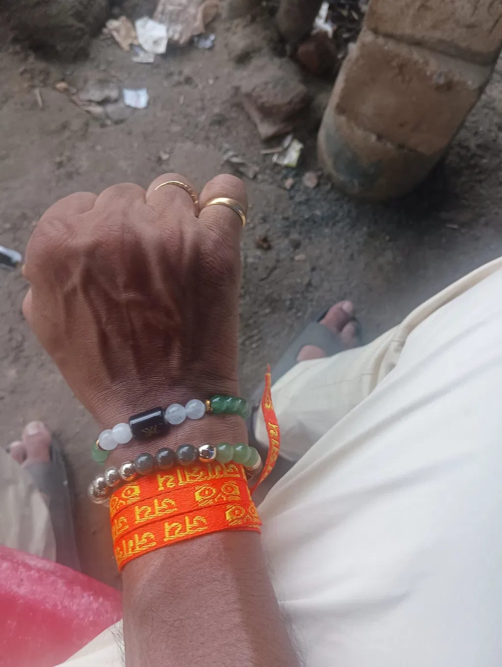 Customer photo review of Gemini (Mithun Rashi) Zodiac Bracelet – Natural Green Aventurine & Milky Quartz